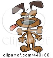 Poster, Art Print Of Cartoon Dog With A Bone Stuck In His Throat