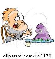 Cartoon Monster Emerging From A Boys Dinner Plate