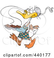 Cartoon Granny Duck Carrying Muffins