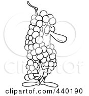 Royalty Free RF Clip Art Illustration Of A Cartoon Black And White Outline Design Of A Man In A Grape Costume by toonaday