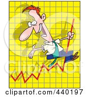Poster, Art Print Of Cartoon Successful Businessman Riding On A Graph