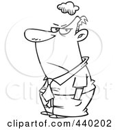 Royalty Free RF Clip Art Illustration Of A Cartoon Black And White Outline Design Of A Gloomy Boss