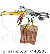 Cartoon Gull On A Post