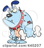 Poster, Art Print Of Cartoon Grumpy Bulldog Holding A Bone