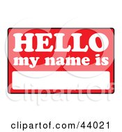 Poster, Art Print Of Blank Red And White Hello My Name Is Tag