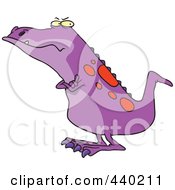 Royalty Free RF Clip Art Illustration Of A Cartoon Grumpy Grumposaurus With Folded Arms
