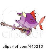 Poster, Art Print Of Cartoon Purple Fish Guitarist