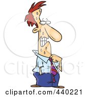 Royalty Free RF Clip Art Illustration Of A Cartoon Guilty Businessman Sweating And Loosening His Collar