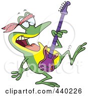 Poster, Art Print Of Cartoon Dancing Guitarist Frog