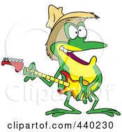 Poster, Art Print Of Cartoon Guitarist Frog Wearing A Straw Hat