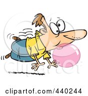Royalty Free RF Clip Art Illustration Of A Cartoon Man Floating And Blowing A Big Bubble With Gum by toonaday
