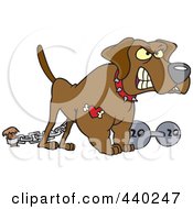 Cartoon Guard Dog With A Dumbbell