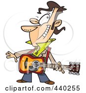 Cartoon Winking Male Guitarist