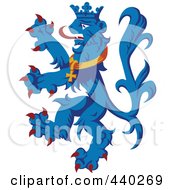 Poster, Art Print Of Blue Heraldic Lion Logo