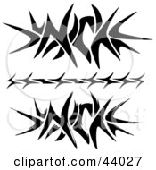 Clipart Illustration Of A Collage Of Black And White Tribal Nick Tattoos by Arena Creative