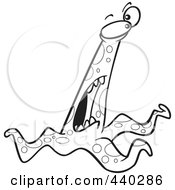 Poster, Art Print Of Cartoon Black And White Outline Design Of A Bad Monster Screaming