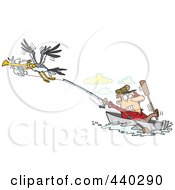 Poster, Art Print Of Cartoon Bad Gull Stealing A Fish From A Fisherman