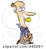 Royalty Free RF Clip Art Illustration Of A Cartoon Businessman With A Bad Idea Bulb In His Mouth by toonaday