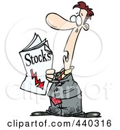 Poster, Art Print Of Cartoon Man Reading Bad News In The Stocks Pages