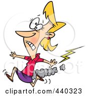 Poster, Art Print Of Cartoon Businesswoman Running From Bad Karma