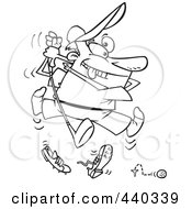 Royalty Free RF Clip Art Illustration Of A Cartoon Black And White Outline Design Of A Bad Golfer Swinging