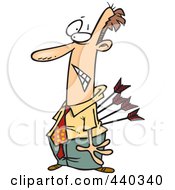 Royalty Free RF Clip Art Illustration Of A Cartoon Businessman Stabbed In The Back With Arrows