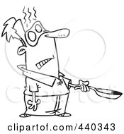 Royalty Free RF Clip Art Illustration Of A Cartoon Black And White Outline Design Of A Bad Egg Flipper With Eggs Over His Eyes