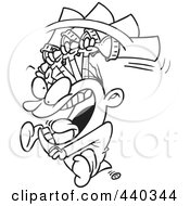 Cartoon Black And White Outline Design Of A Baby Boy Throwing A Tantrum