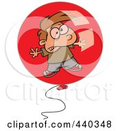 Royalty Free RF Clip Art Illustration Of A Cartoon Boy Floating In A Bad Balloon