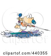 Poster, Art Print Of Cartoon Baby Boy Water Skiing