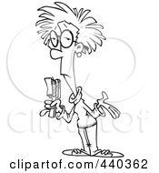 Royalty Free RF Clip Art Illustration Of A Cartoon Black And White Outline Design Of A Woman With A Bad Hair Day