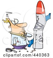 Cartoon Man Building A Bad Rocket