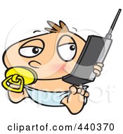 Poster, Art Print Of Cartoon Baby Boy Using A Cell Phone