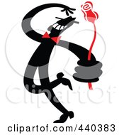 Royalty Free RF Clip Art Illustration Of A Courting Man Holding A Single Red Rose by Zooco