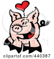 Poster, Art Print Of Infatuated Pig Smiling - 1
