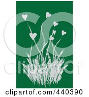 Poster, Art Print Of Gray Heart Flowering Plant On A Green Background