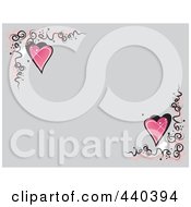 Poster, Art Print Of Gray Background With Swirly Corners And Hearts