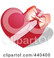 Red Heart With A Bow And Ribbon