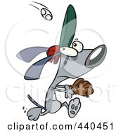 Royalty Free RF Clip Art Illustration Of A Cartoon Dog Running To Catch A Baseball