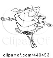 Poster, Art Print Of Cartoon Black And White Outline Design Of A Dancing Ballerina Frog