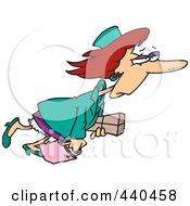 Royalty Free RF Clip Art Illustration Of A Cartoon Tired Woman Carrying A Package And Bag
