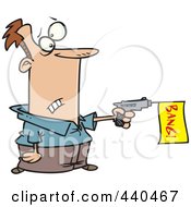 Cartoon Man Shooting A Bang Banner Out Of A Gun