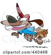 Royalty Free RF Clip Art Illustration Of A Cartoon Dog Running With A Baseball In His Mouth