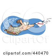 Poster, Art Print Of Cartoon Businessman Swimming After A Bonus Bait