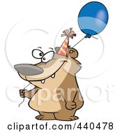 Cartoon Birthday Bear Holding A Balloon