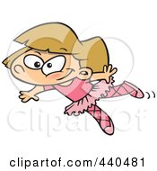 Royalty Free RF Clip Art Illustration Of A Cartoon Happy Ballerina Girl Dancing In A Pink Leotard by toonaday