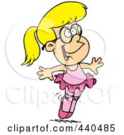 Royalty Free RF Clip Art Illustration Of A Cartoon Happy Ballerina Girl On Her Tippy Toes by toonaday