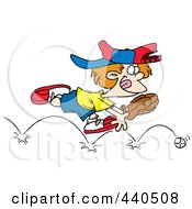 Poster, Art Print Of Cartoon Boy Chasing A Bouncing Baseball