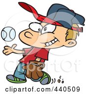 Poster, Art Print Of Cartoon Boy Tossing And Catching A Baseball