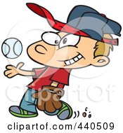 Royalty Free RF Clip Art Illustration Of A Cartoon Boy Tossing And Catching A Baseball